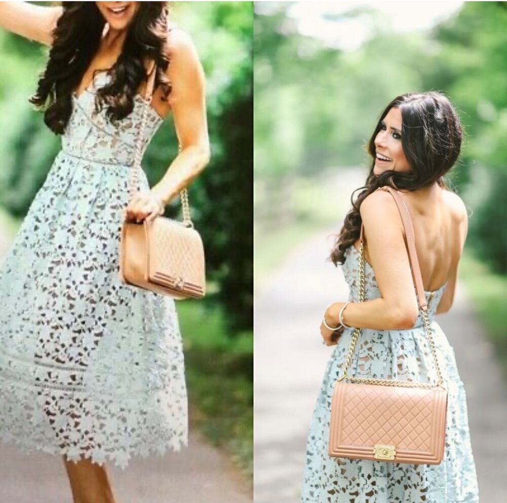 Self-Portrait Azalea Mint Green Lace Fit & Flare Midi Dress US 6 UK 10